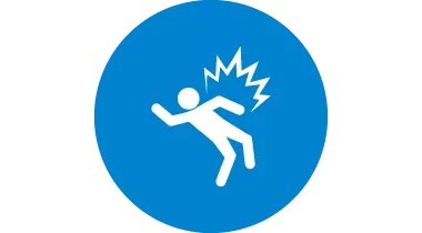 Icon representing person getting hurt