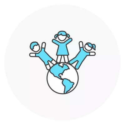 Icon of children on globe