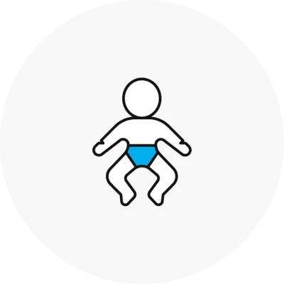 Illustrative icon of a baby.