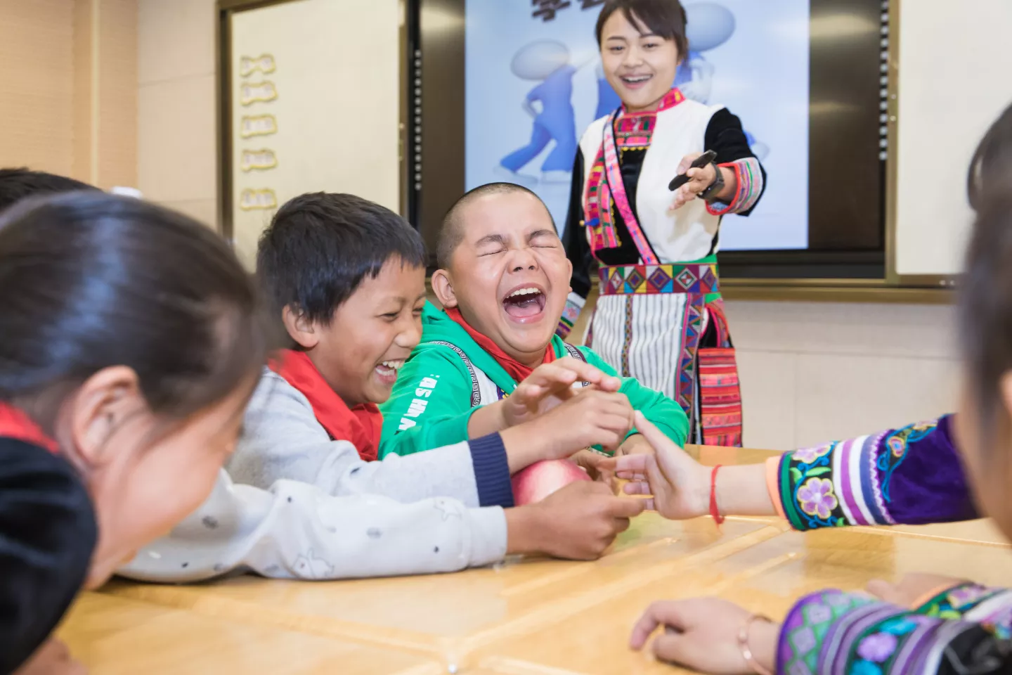 Laughing children in a primary school in China