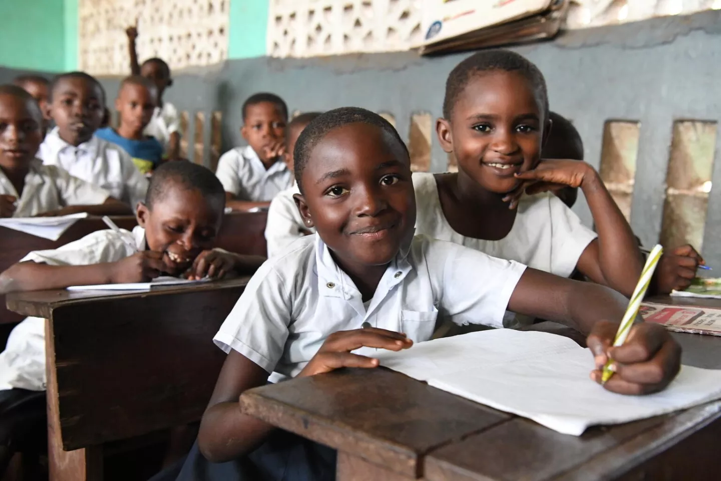 Children attending class 