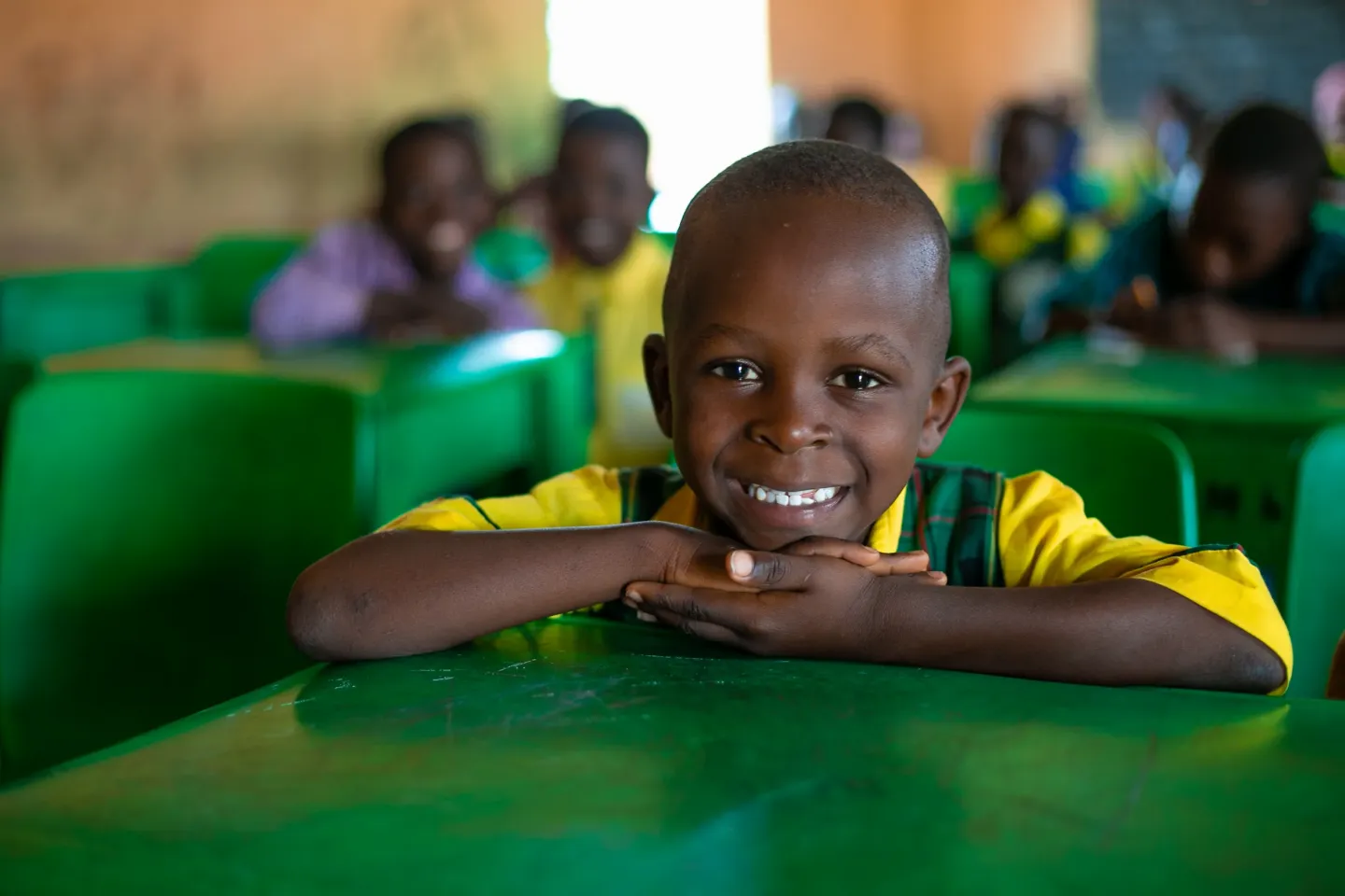 Students in their classroom in a junior secondary school