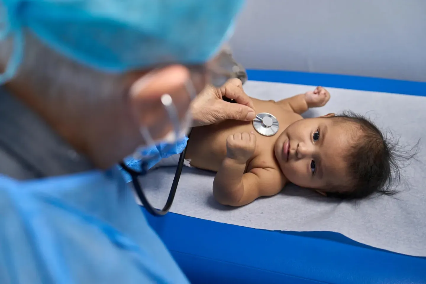 Medical check-up on a six-months old baby