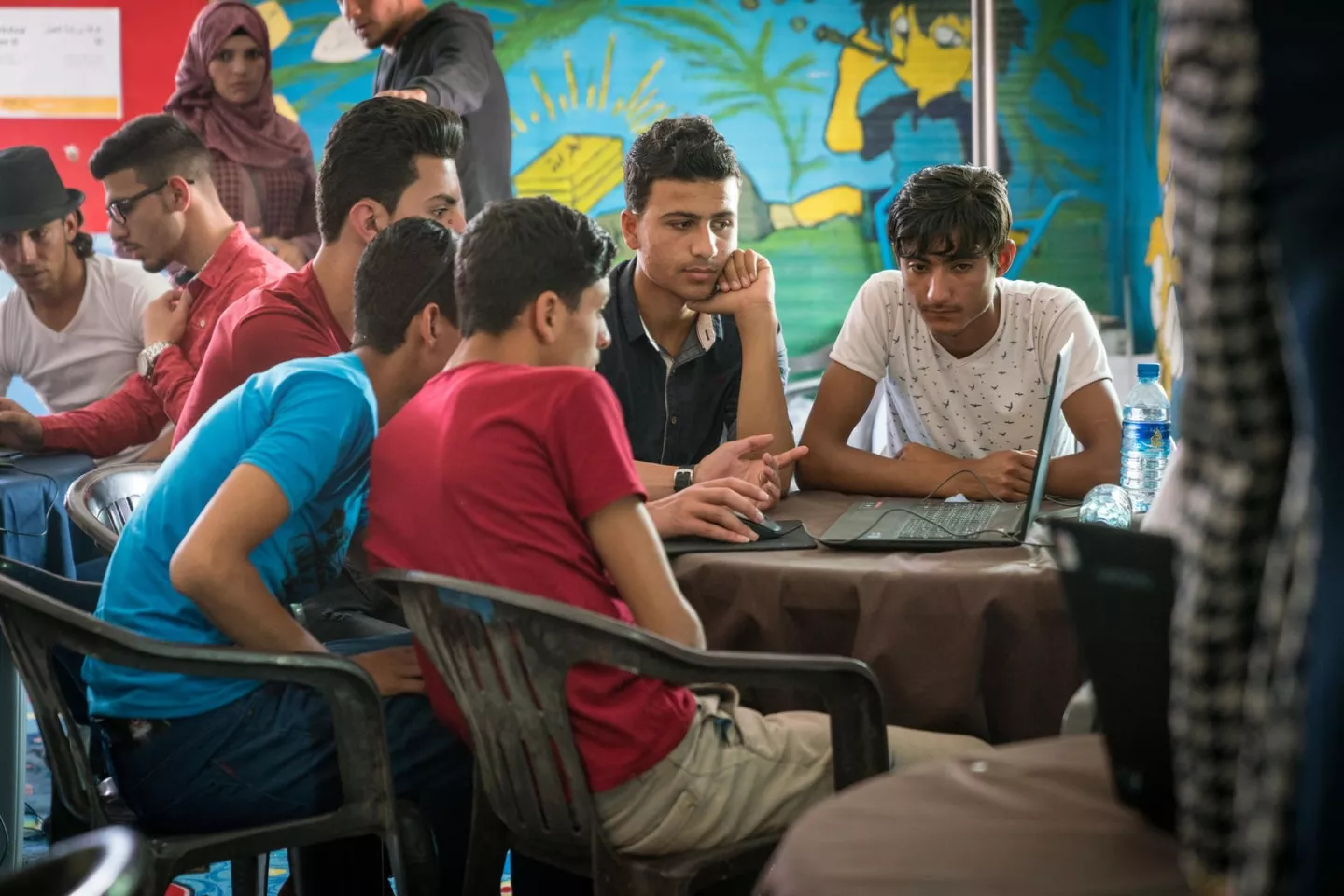 Young boys during an event of social innovation exhibitions and workshops.