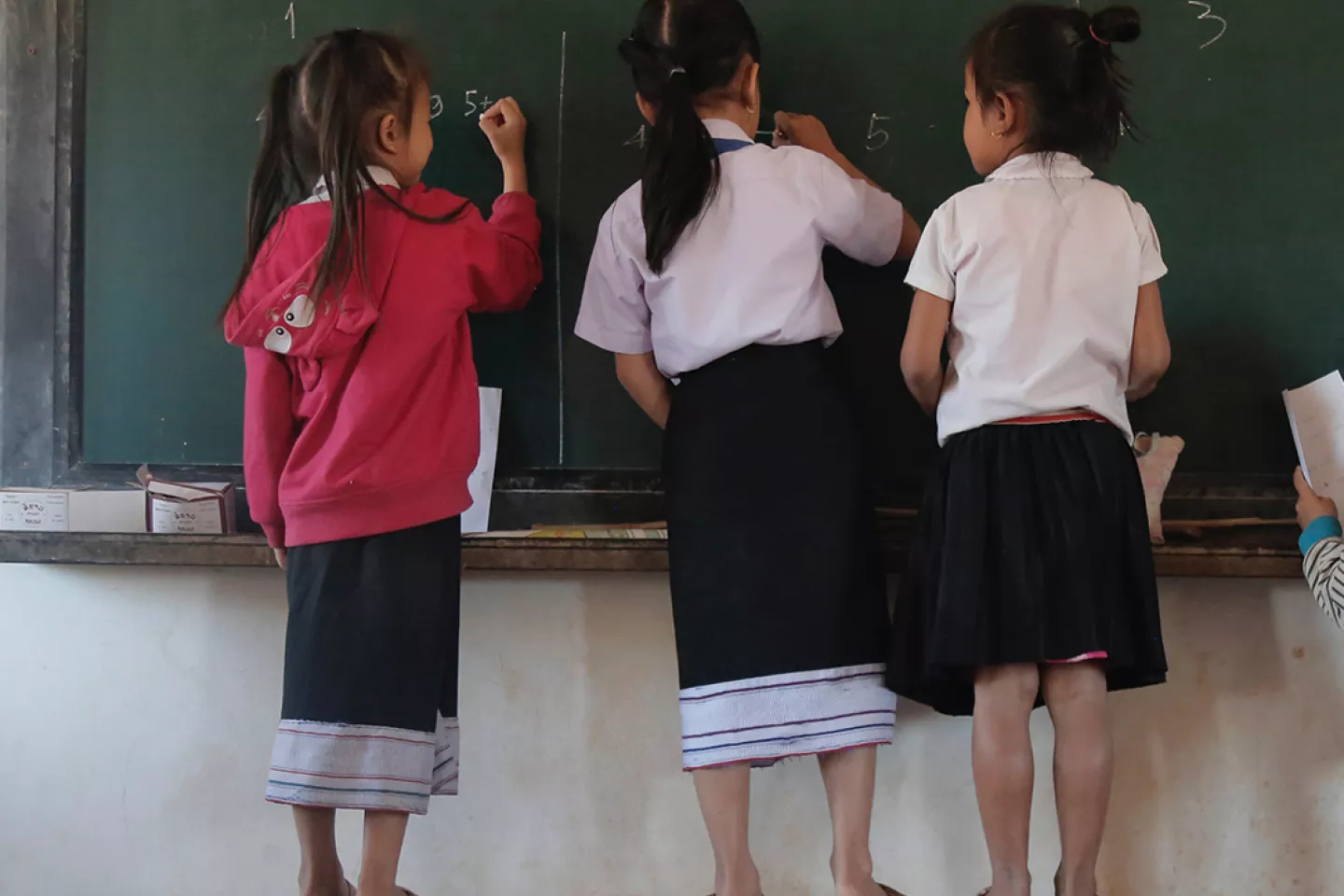 Group work helps students to learn from each other. This is one of the techniques teachers are being taught from Pedagogical Advisors to improve quality education at Phonkeo Primary School, Saravane Province Lao PDR.