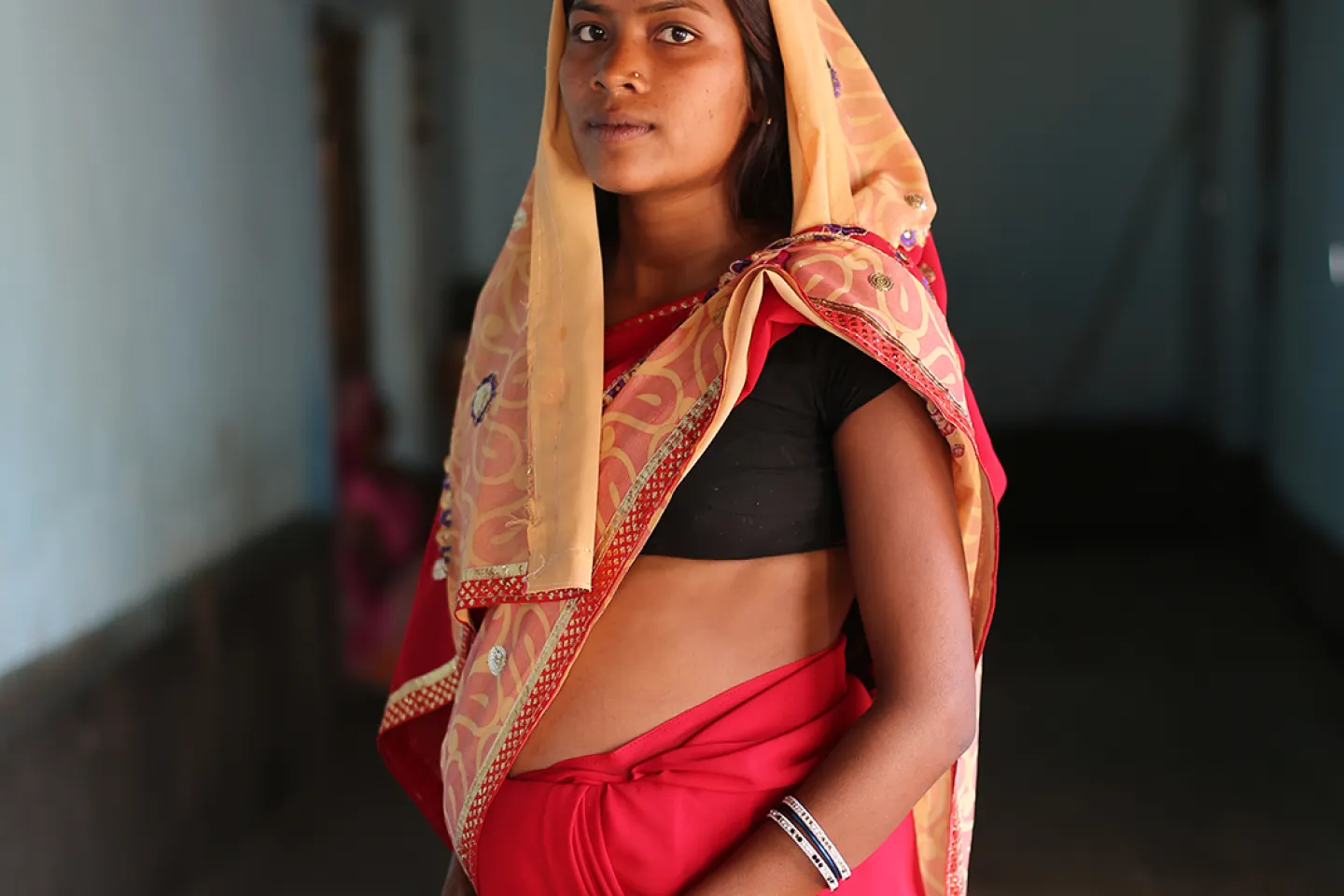 Sovita Devi is 7 months pregnant and is expecting her first baby, Ambadhar village in India.