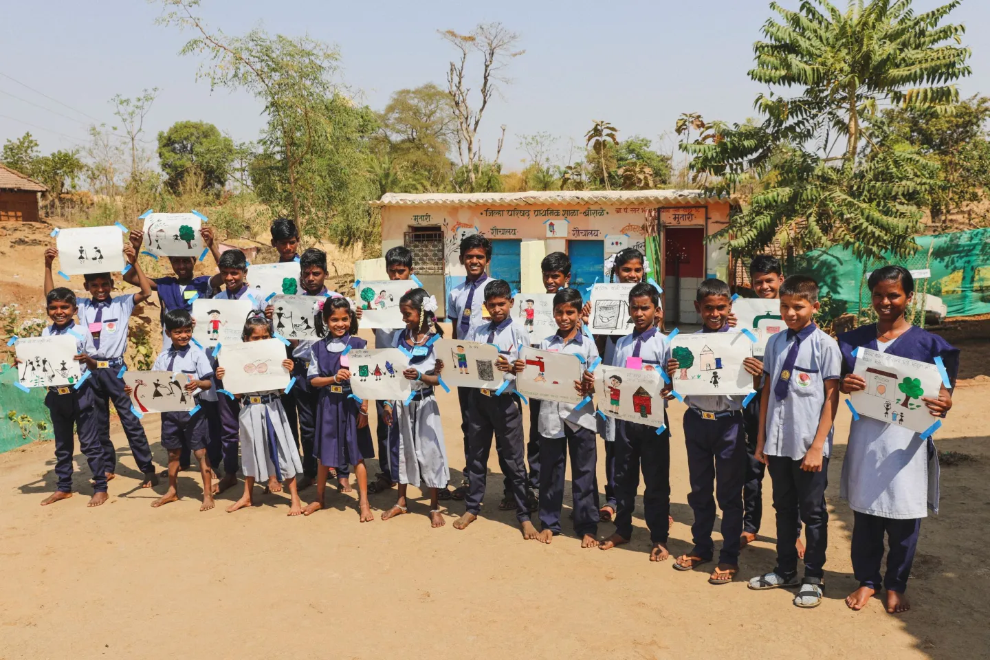 Children from Borale village primary school where they are helped by a UNICEF and Domestos