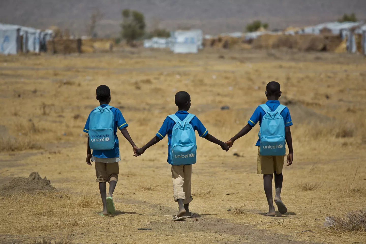 ldren walk home after school at the Minawao refugee camp in Northern Cameroon, Tuesday 5 April 2016. 