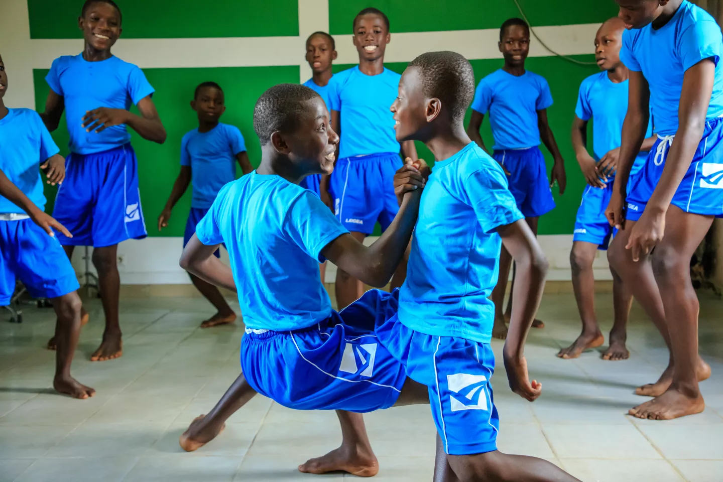 Convention on the Rights of the Child: A group of children dancing at an orphanage in Cote d'Ivoire to mark World Children&rsquo;s Day.