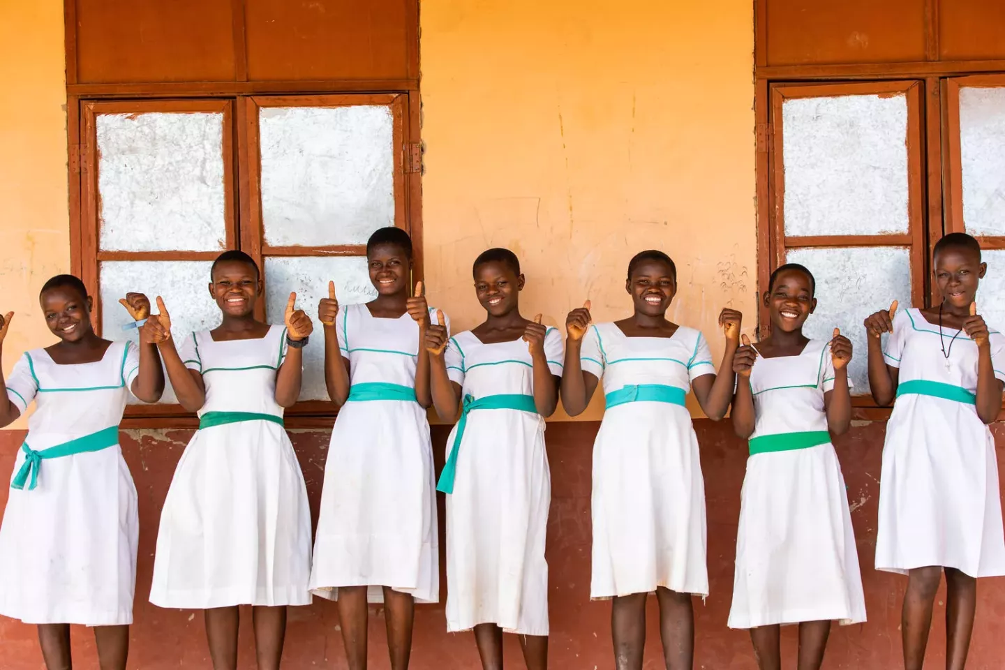 Portrait of seven girls in Ghana.