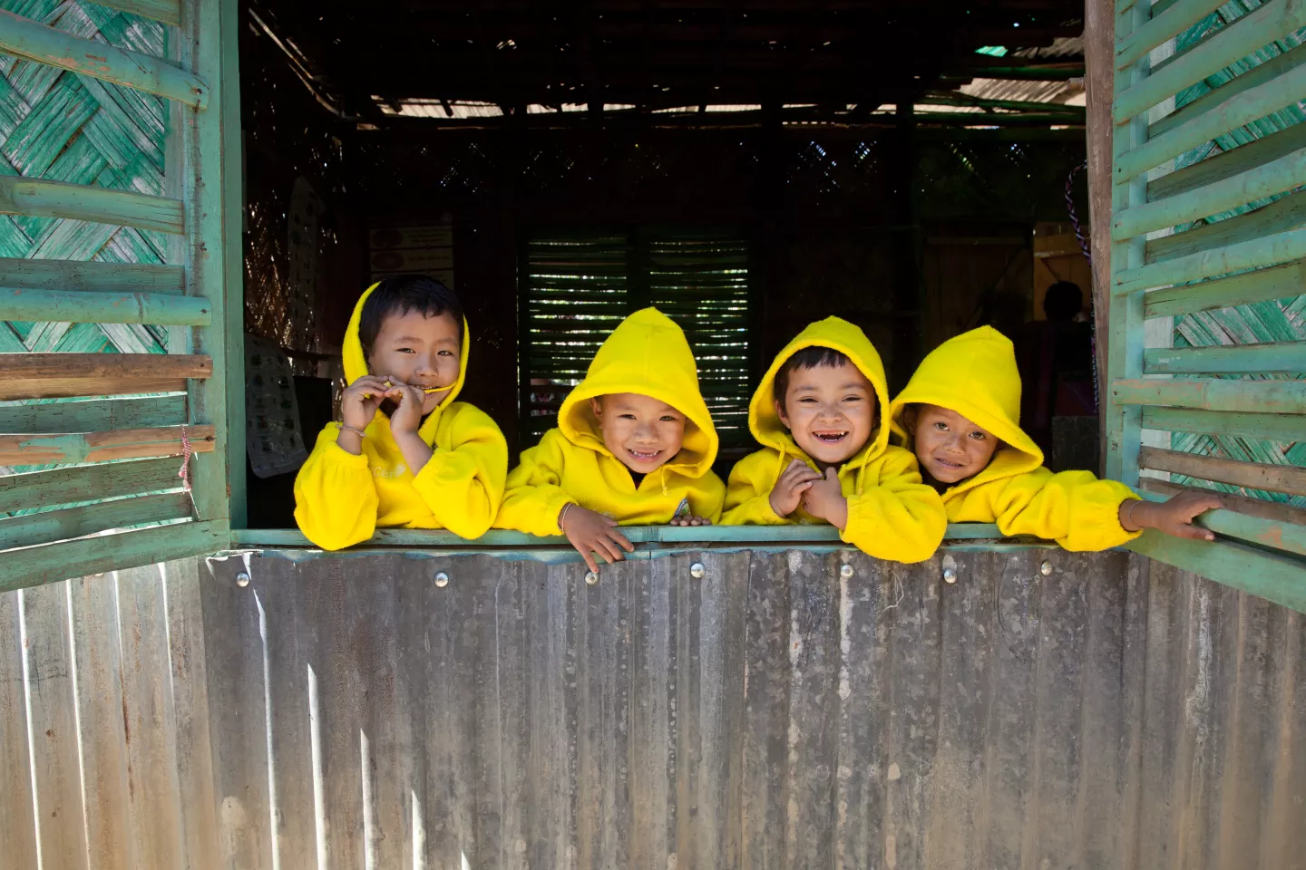 Students attend pre-primary school in a para center in Rangamati.
