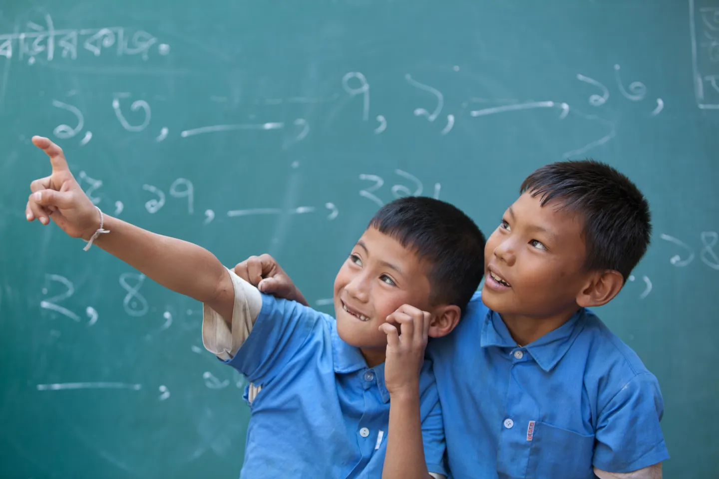 Boys attend school at Hemonto Government Primary School in Rangamati.