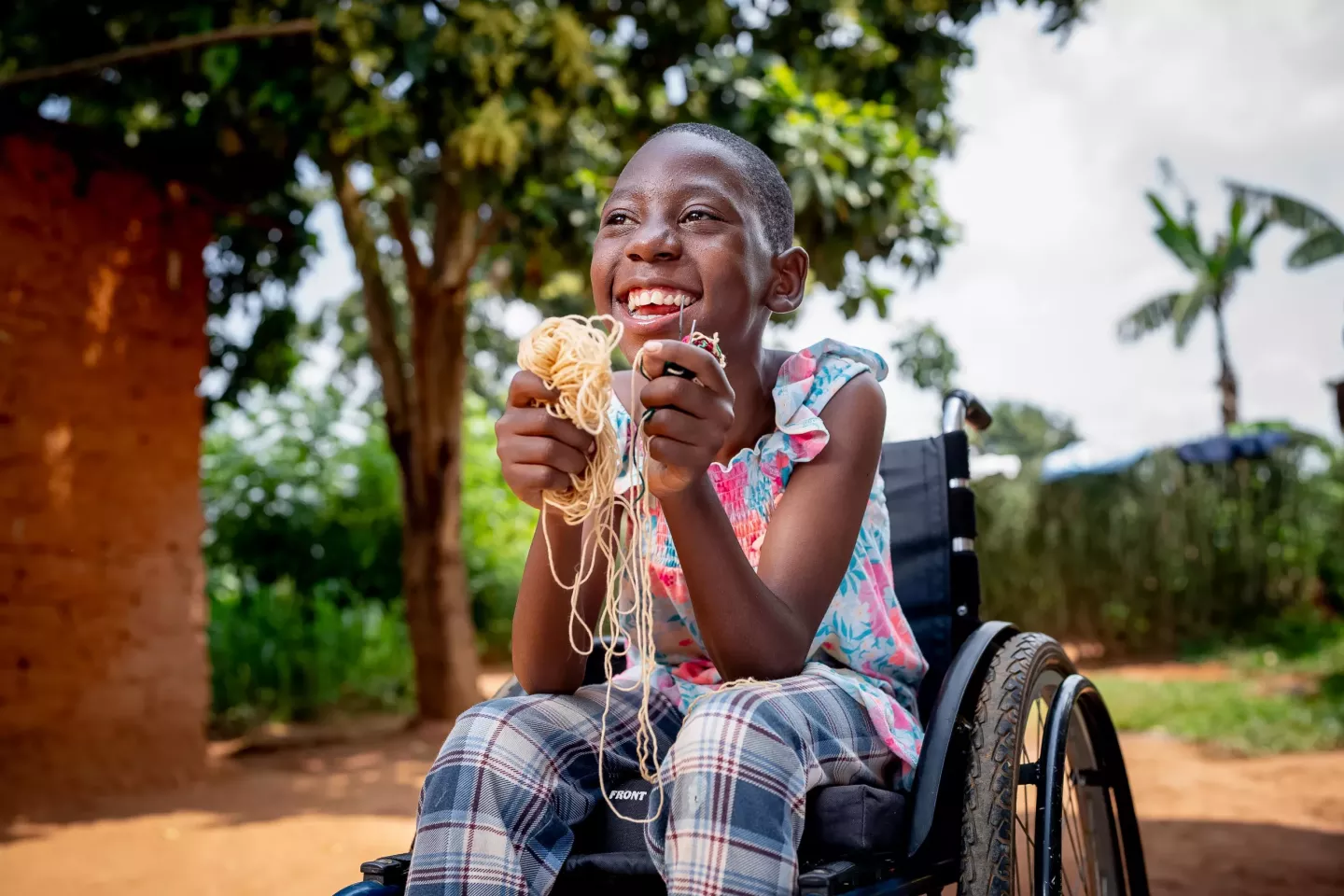 11-year-old Vanco Christella Irakoze loves knitting during her leisure time at home. She lives in Rweru sector of Bugesera district.