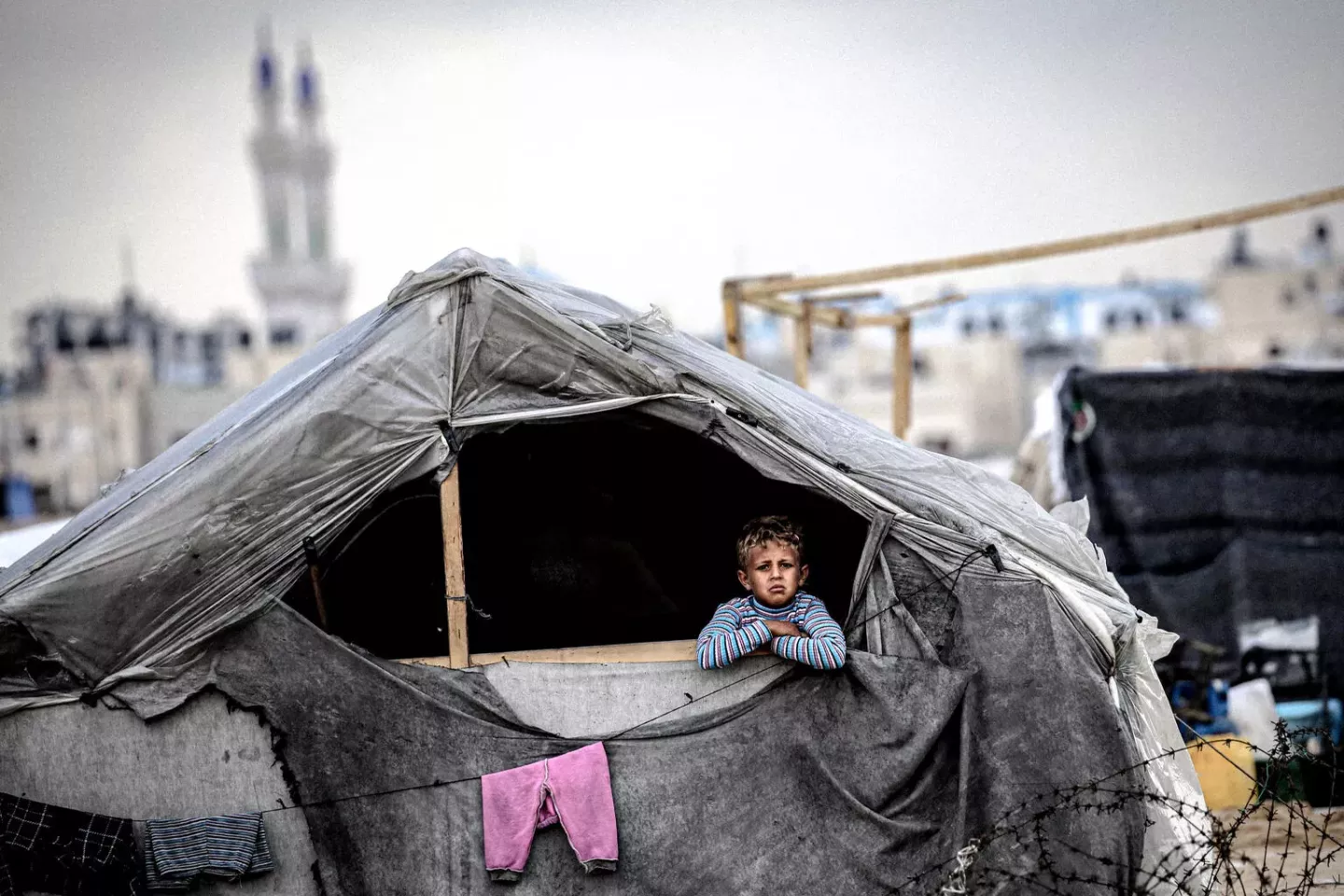 Franja de Gaza. En refugios improvisados de madera y pl&aacute;stico, familias desplazadas han buscado resguardo en Rafah