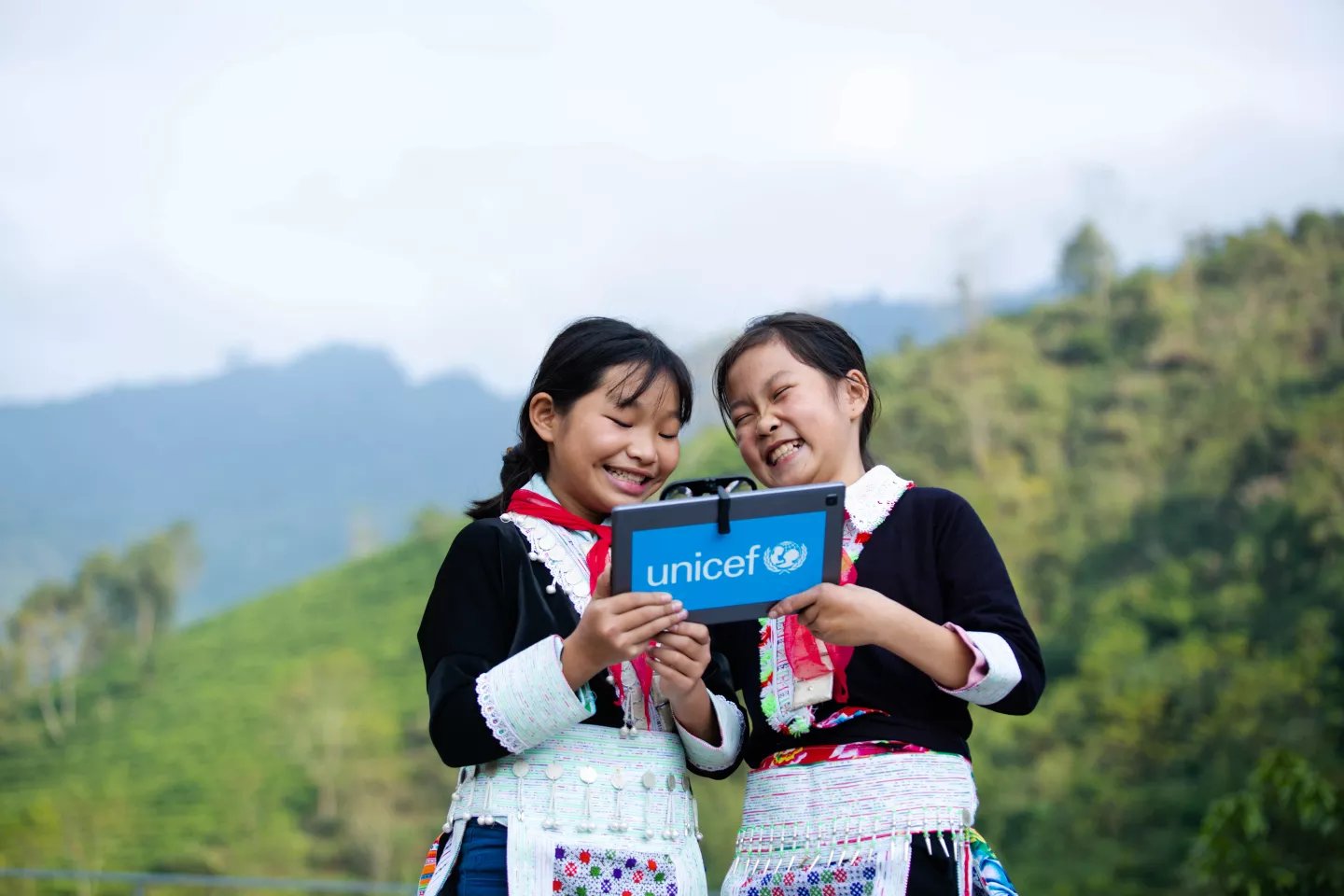 Girls in Viet Nam expanding their learning with UNICEF-supported tablets