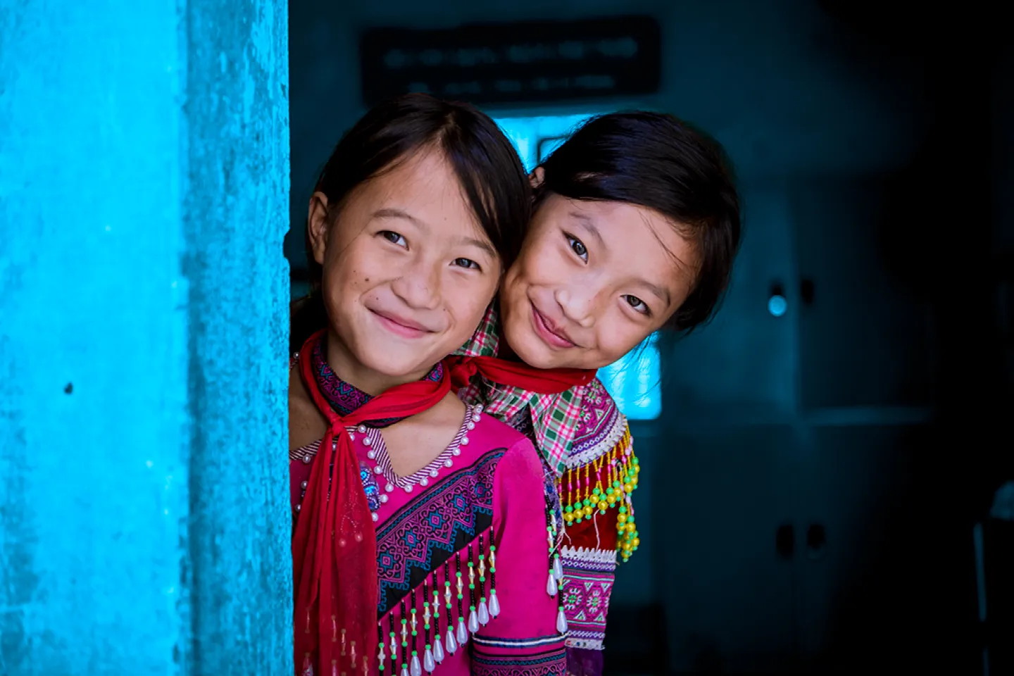 From left to right, Giang Thi Ly and Ma Thi Do (class 4A) sharing room at Sin Cheng semi boarding ethnic lower secondary school in Viet Nam.
