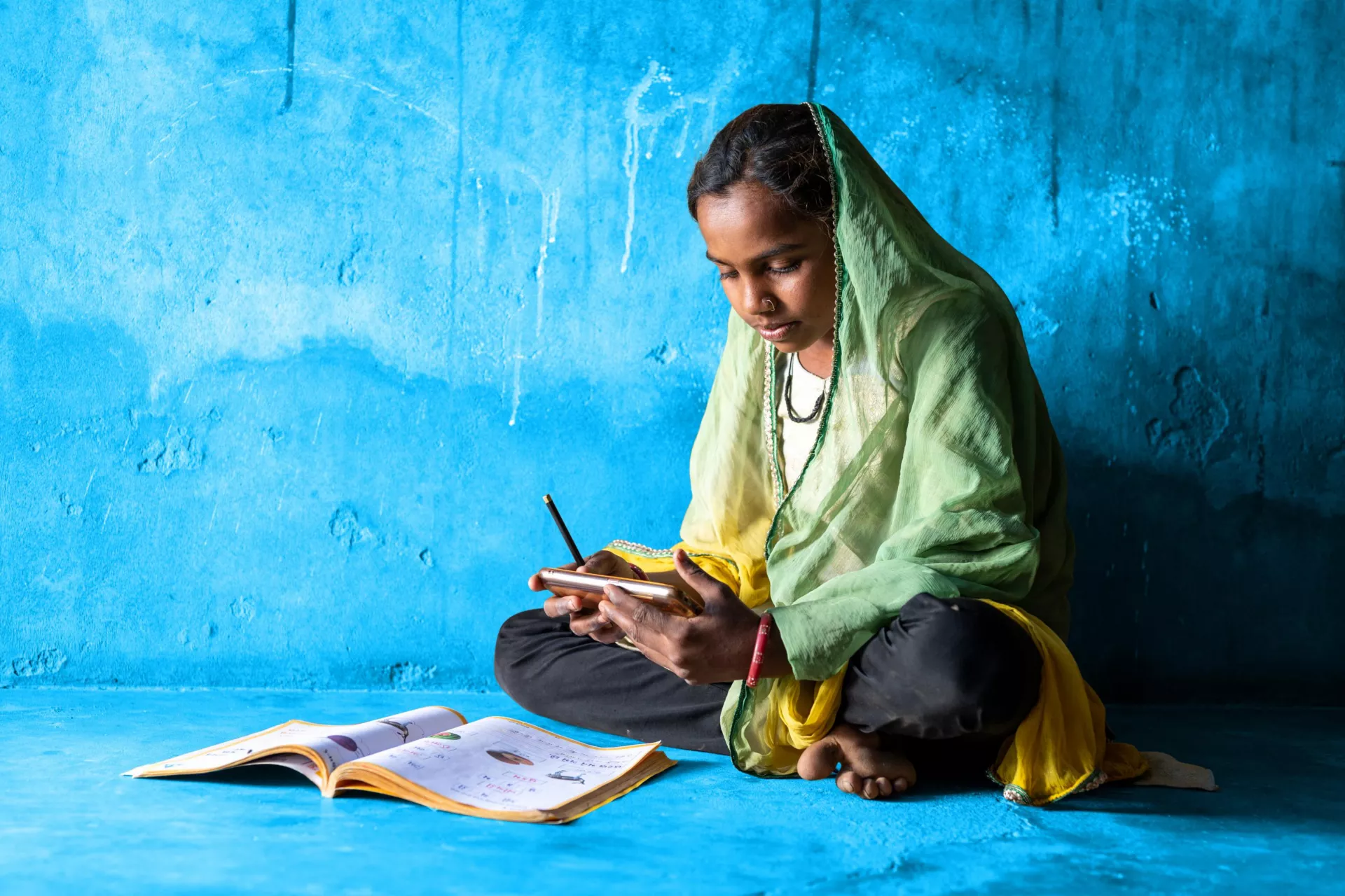 A mother who helps her children stuying