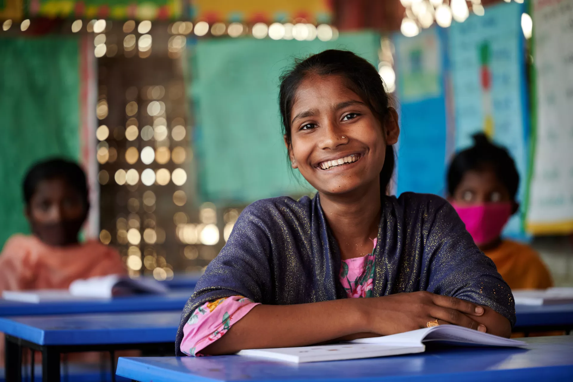 A happy Rohingya refugee girl 