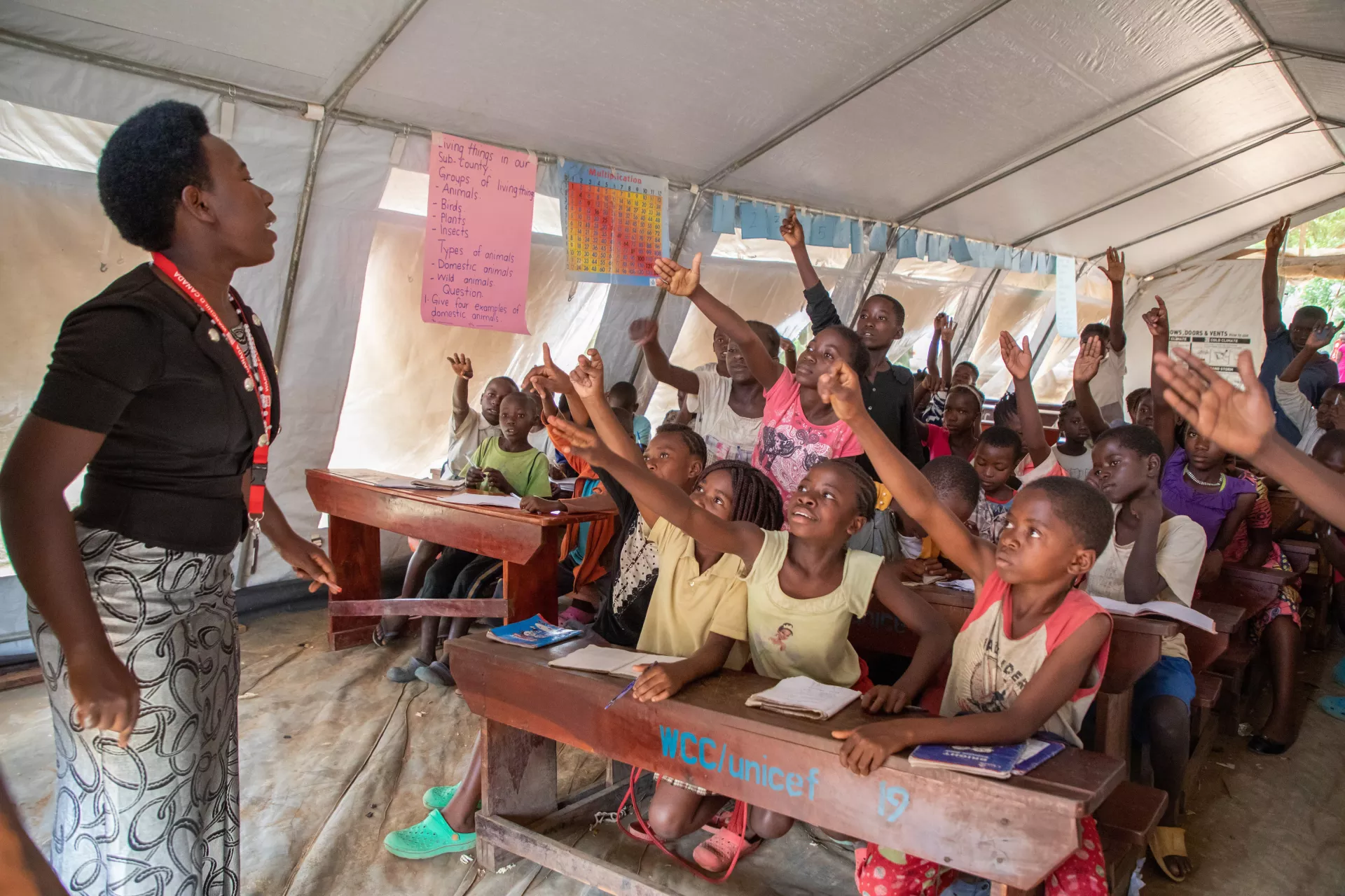 A group of students participates on an Accelerated Education Programme in Uganda