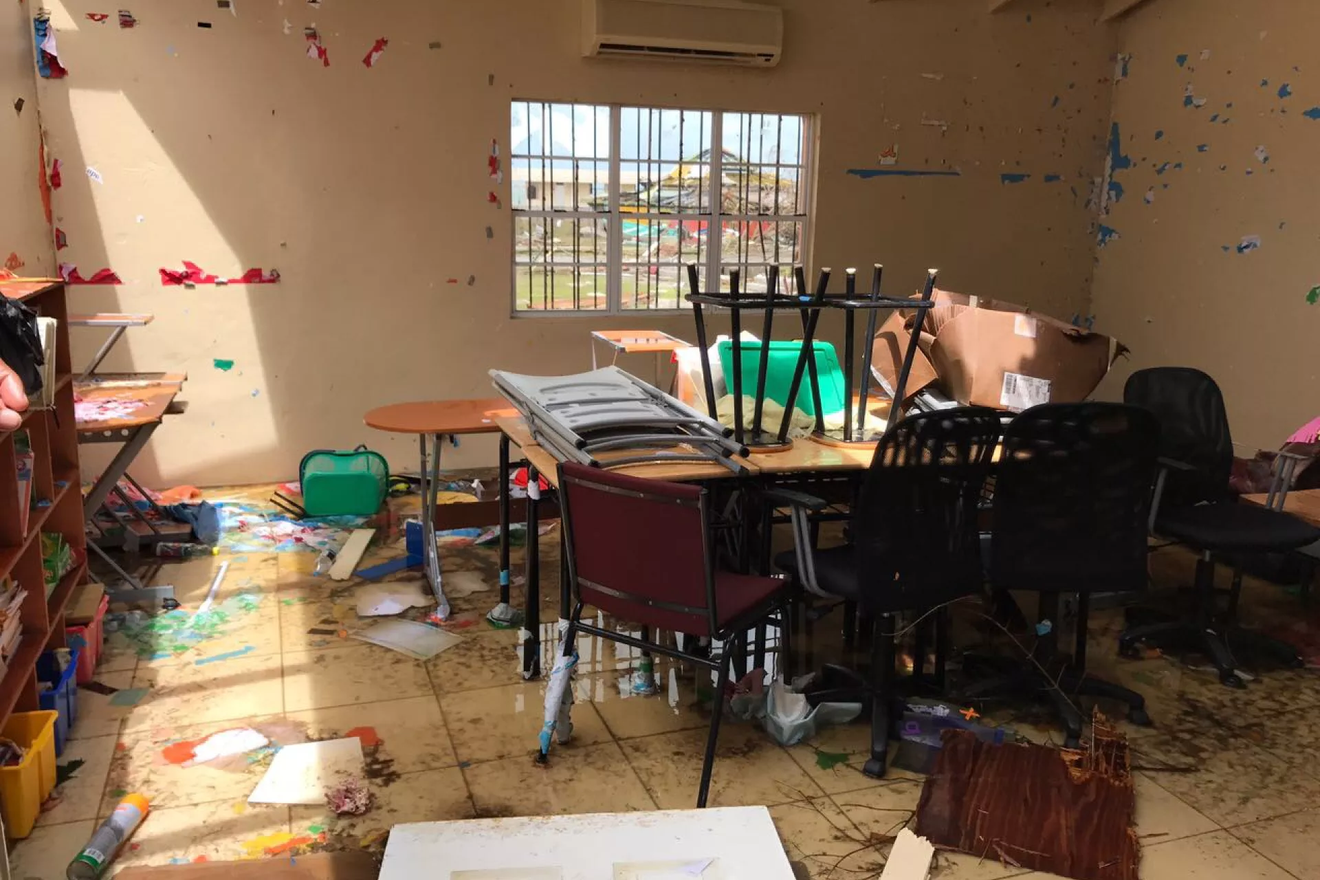 A destroyed school classroom, Barbuda