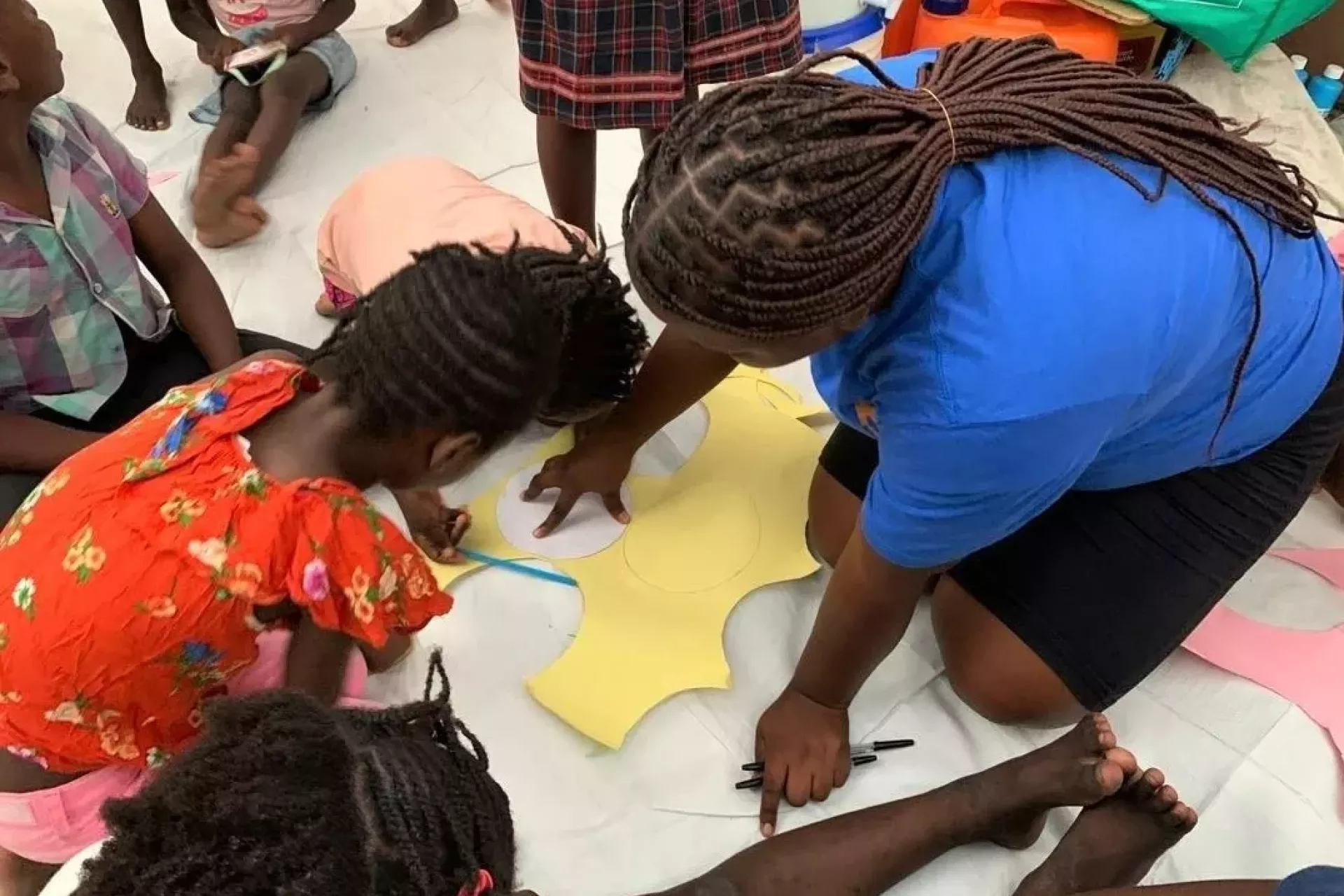 Haiti. Children take part in recreational and psychosocial activities at a site for displaced people.