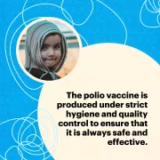 A graphic shows a photo of a child next to text that states the benefits of vaccination.