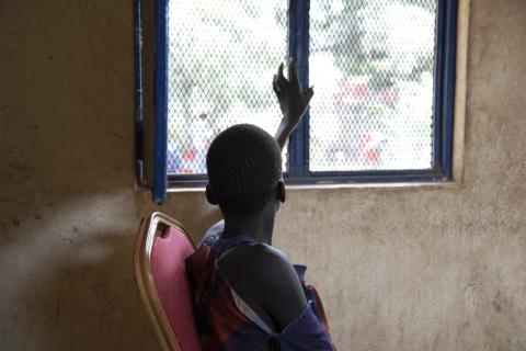 A child in a detention centre in South Sudan