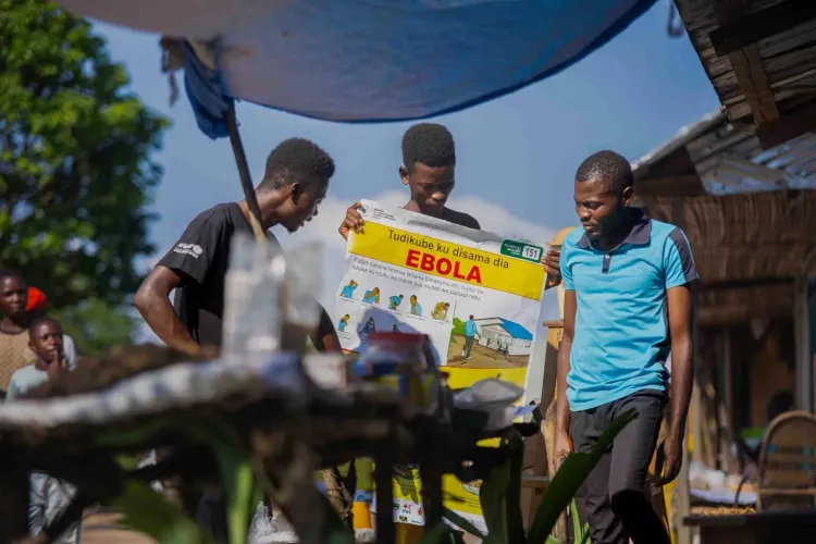 Democratic Republic of the Congo. A group of U-Reporters raises awareness about the Ebola virus disease among community members in Bulape village, Kasai province, in October 2025.