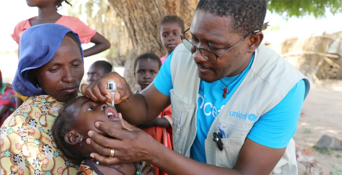 A child receives a oral vaccine