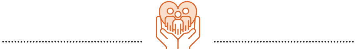 An icon of hands holding people up