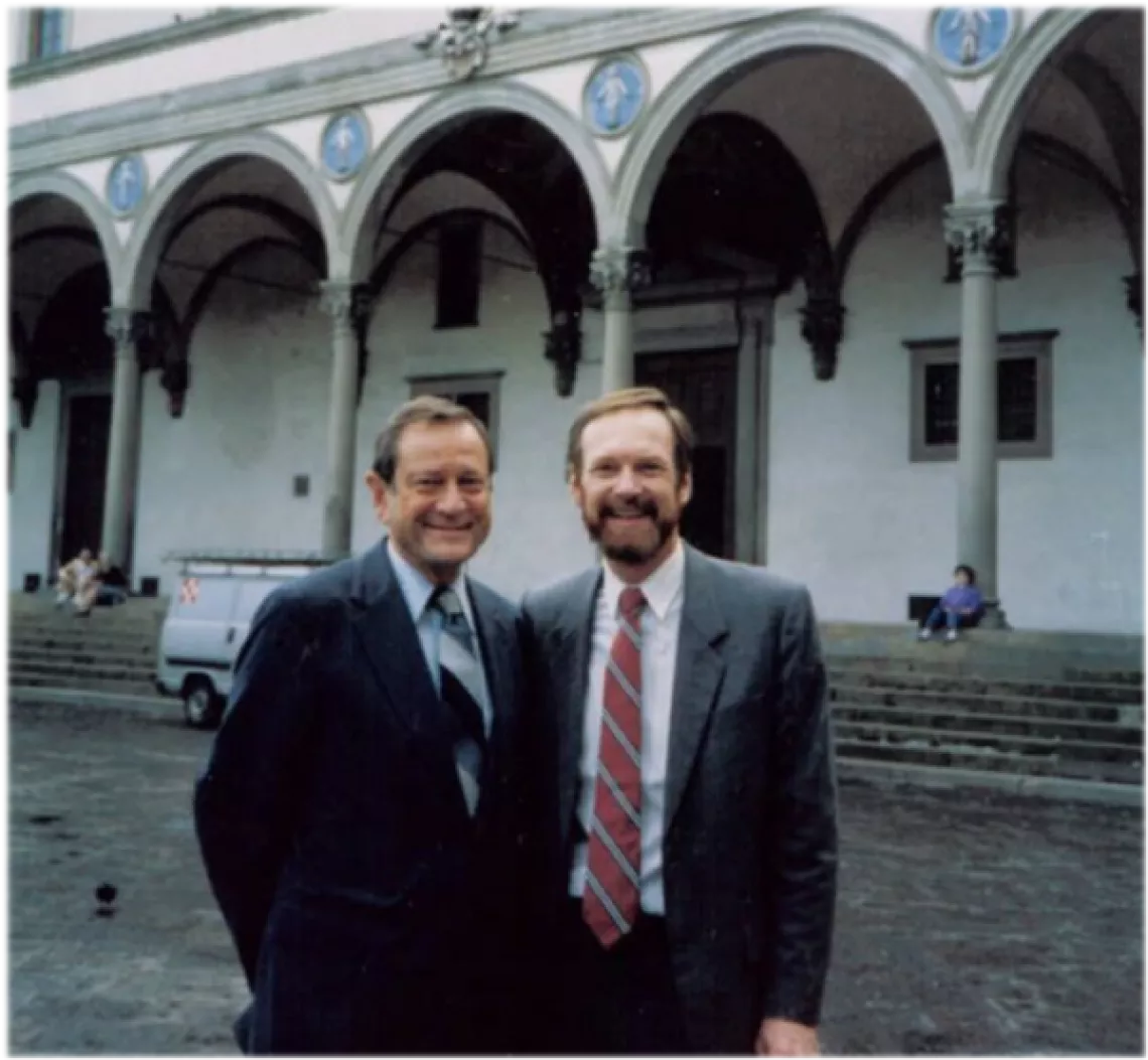James Grant stands with Jim Himes