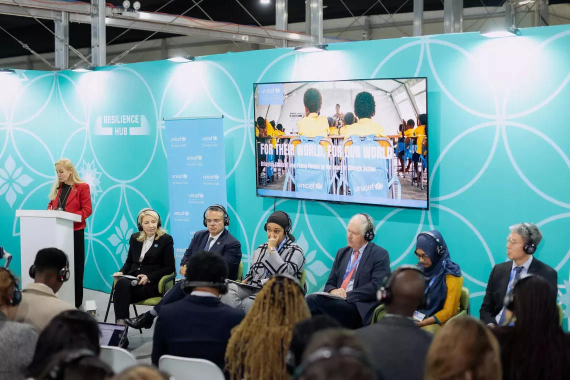 At the UN Climate Change Summit (COP29) in Baku, Azerbaijan, from November 11-22, 2024, UNICEF hosted the event For Their World, For Our World. Together with partners&mdash;including the Green Climate Fund (GCF), the World Bank, the governments of the Republic of Korea and Somalia, and young people&mdash;UNICEF called on world leaders to prioritize children and youth in national climate policies and plans.