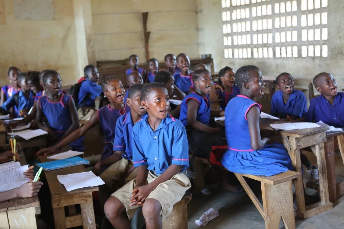 Children in a school in Sierra Leone