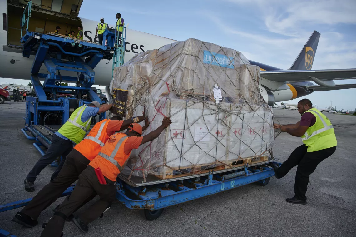 UNICEF supplies arrive at airport