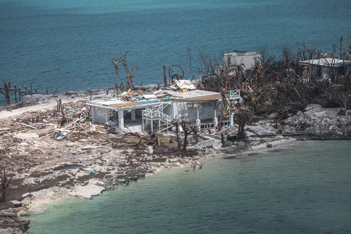 An aerial view of damage in Marsh Harbour