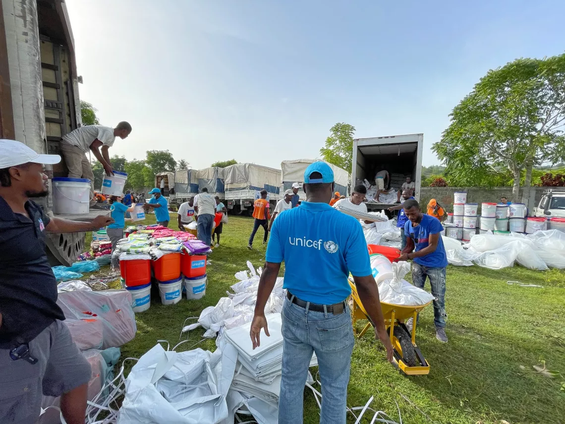 Haiti. Hygiene kits and other supplies are distributed.