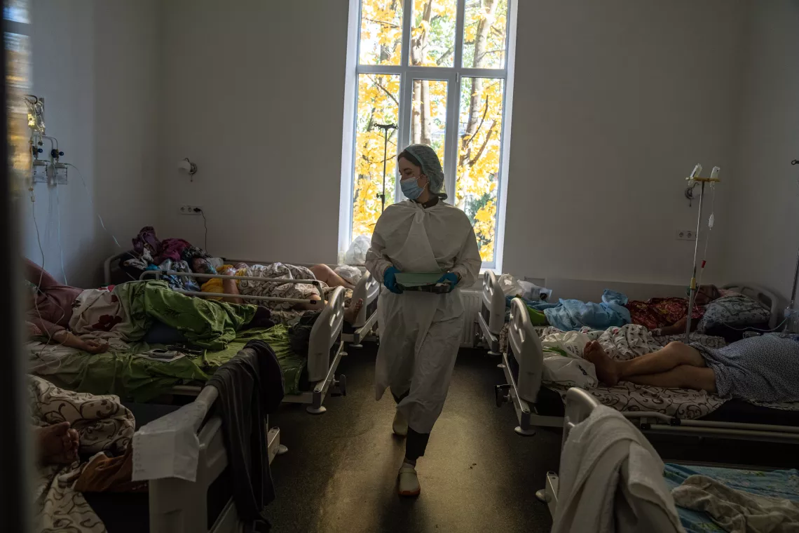 Daria Shulha cares for COVID-19 patients at her hospital in Ukraine.