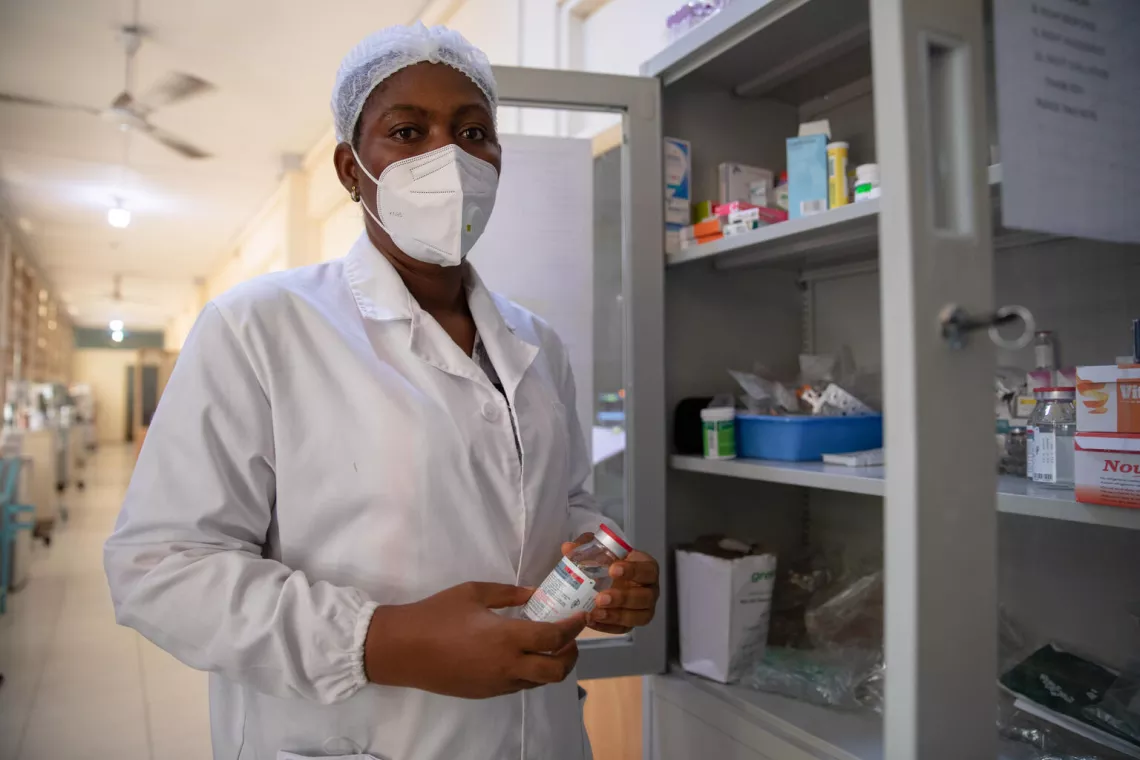 Senior Pharmacist Jennifer Boateng working at the Greater Accra Regional Hospital in Ghana.