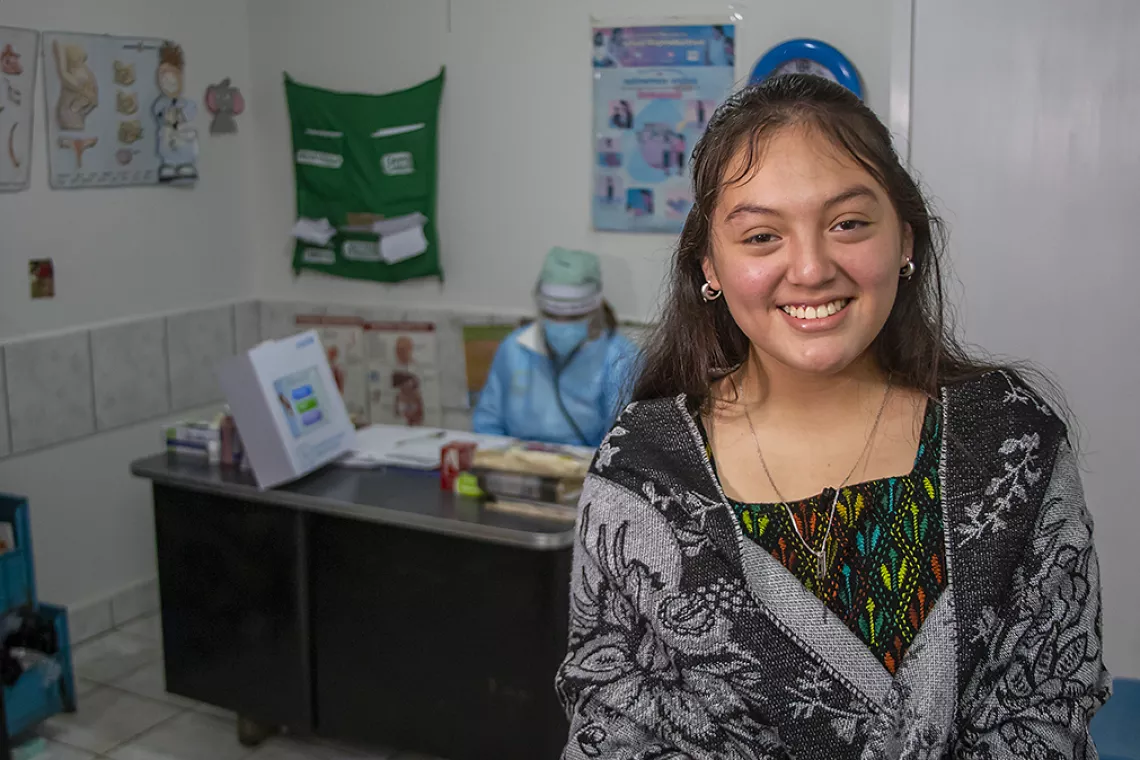 Maria Fernanda Chen, 14, at a health center in Guatemala.