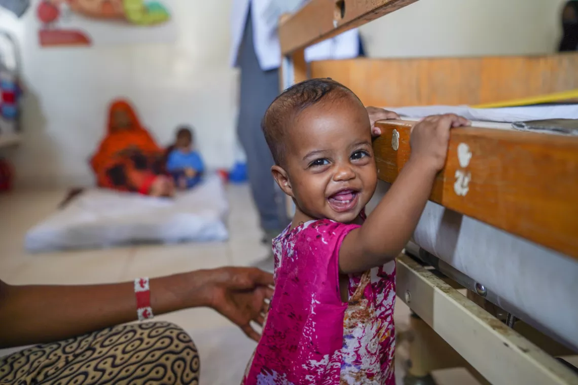 Mersinale who just got discharged after fully recovering from malnutrition malnutrition at a UNICEF-supported stabilisation centre in Hargeisa Hospital, Somalia. 