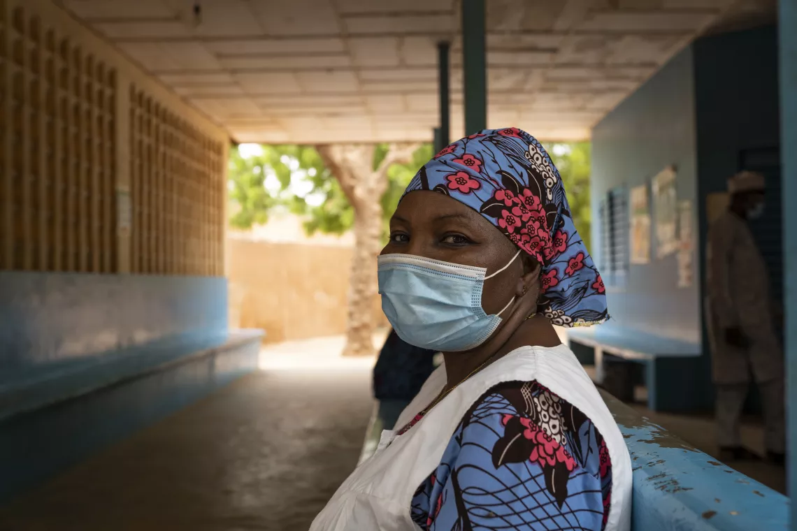 On 26 May 2020, a portrait of Hawa, a health worker at the Gamkal&eacute; health centre in Niamey, Niger. 