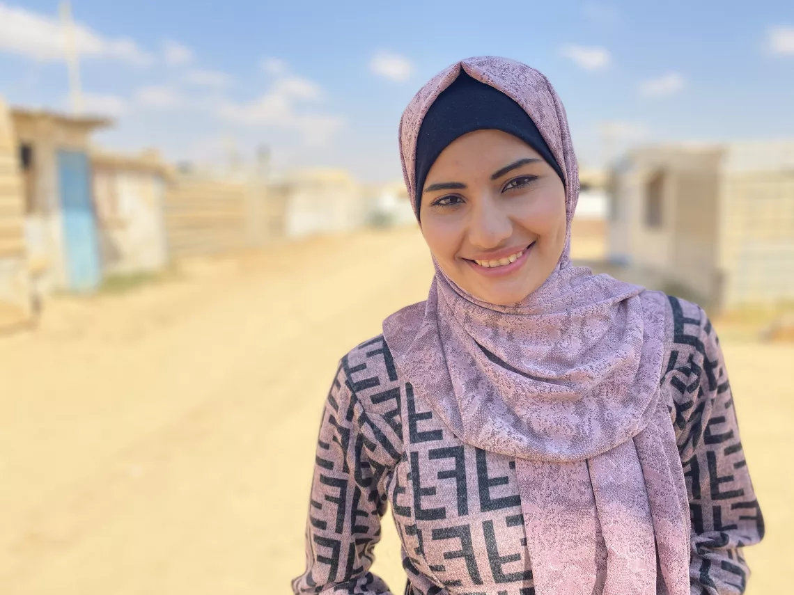 Ahed, de 18 a&ntilde;os, en el campo de refugiados de Za'atari en Jordania.