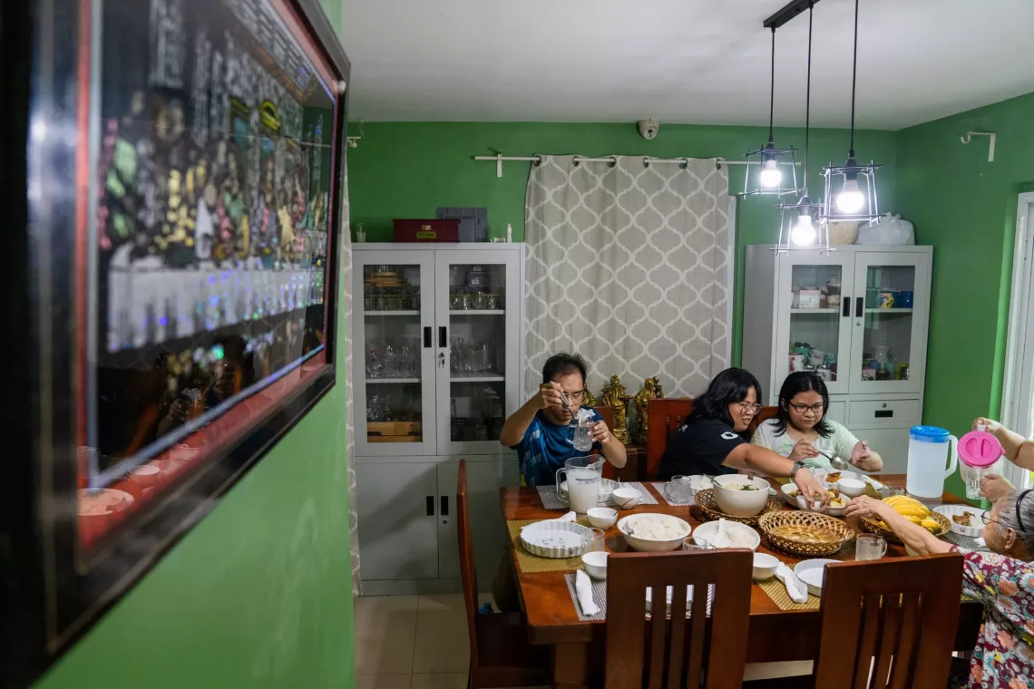 A family dining together
