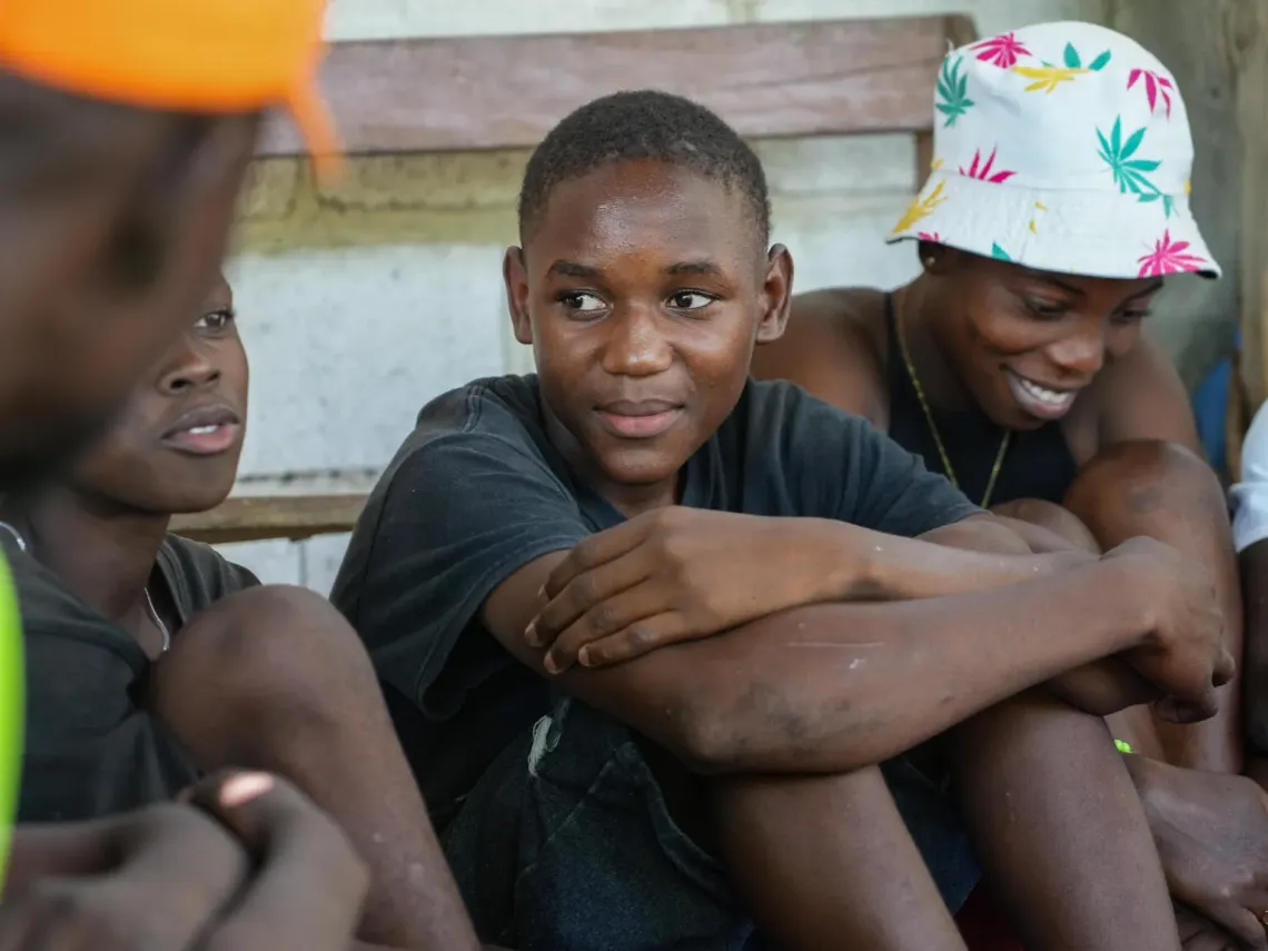Haiti. Children who have been displaced take part in psychosocial activity sessions.