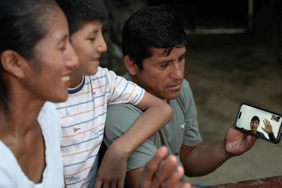 Peru. Hansel and his parents video call Merlyn from their home in Ayacucho.