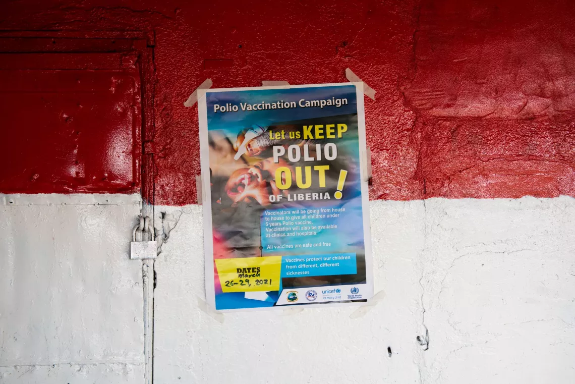 Liberia. A poster showing information about a polio vaccination campaign.