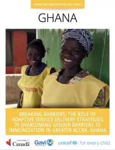 Female vaccinators stand in line in Ghana