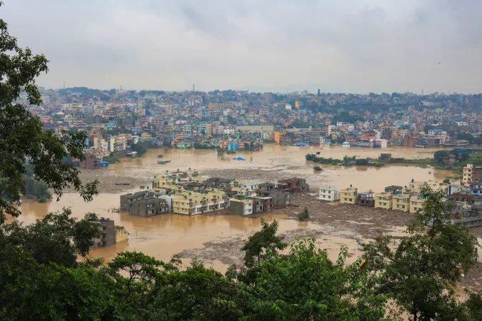 On 28 September 2024, a view of flooding Kathmandu, central Nepal, following heavy rainfall lasting several days across the country.
