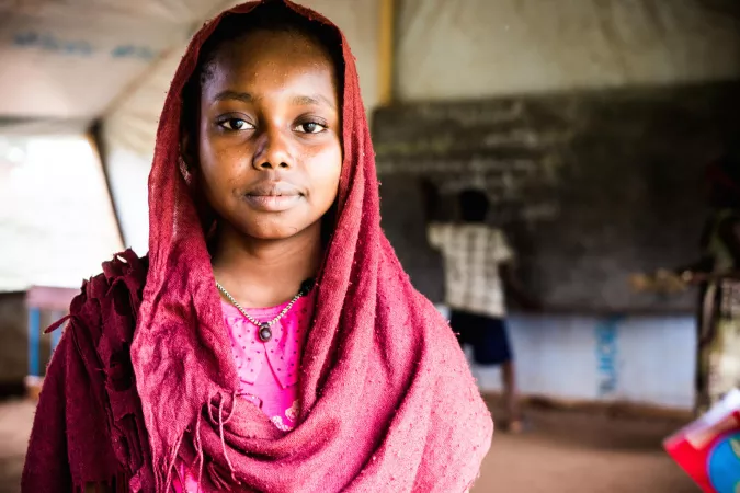 Faozea Mahmout, 14, at the school she attends in Danamadja, southern Chad. 