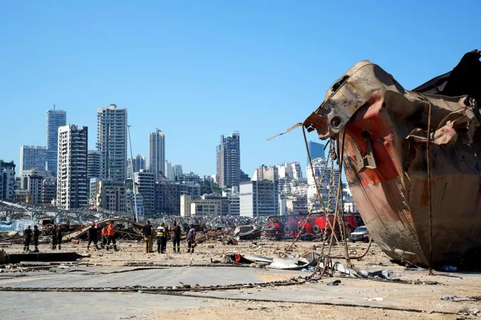 Beirut. The aftermath of an explosion is pictured.
